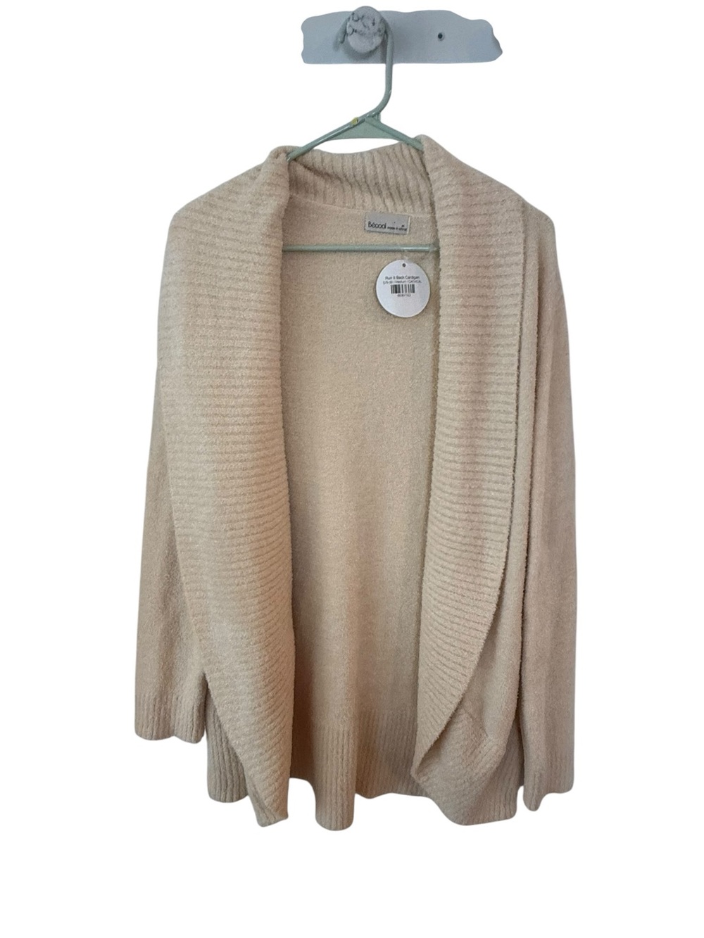 Be cool  C. Open-Front Shawl Collar Cardigan - Cream NWT size Meidum
